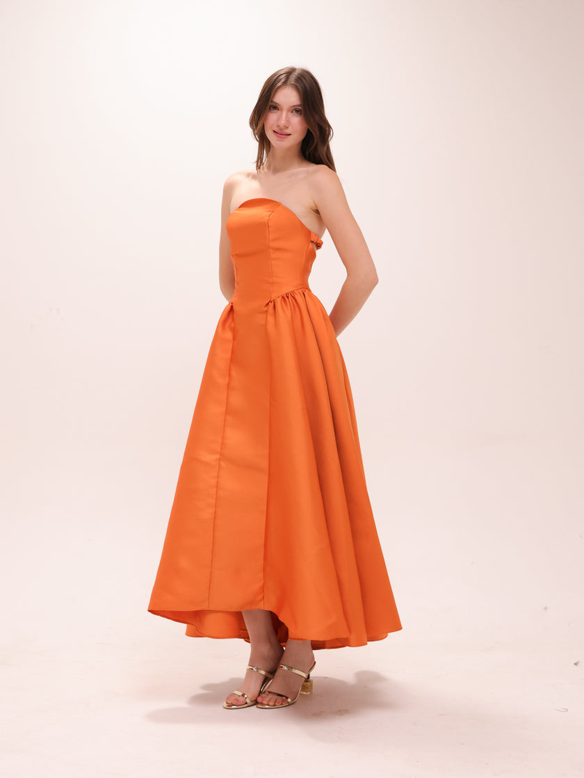 The Valencia Dress in Sunset Orange