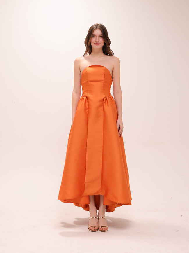 The Valencia Dress in Sunset Orange