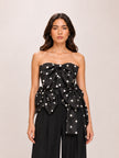 Colette Bow Top In Black Polka
