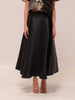Box Pleat Midi Skirt  in Black