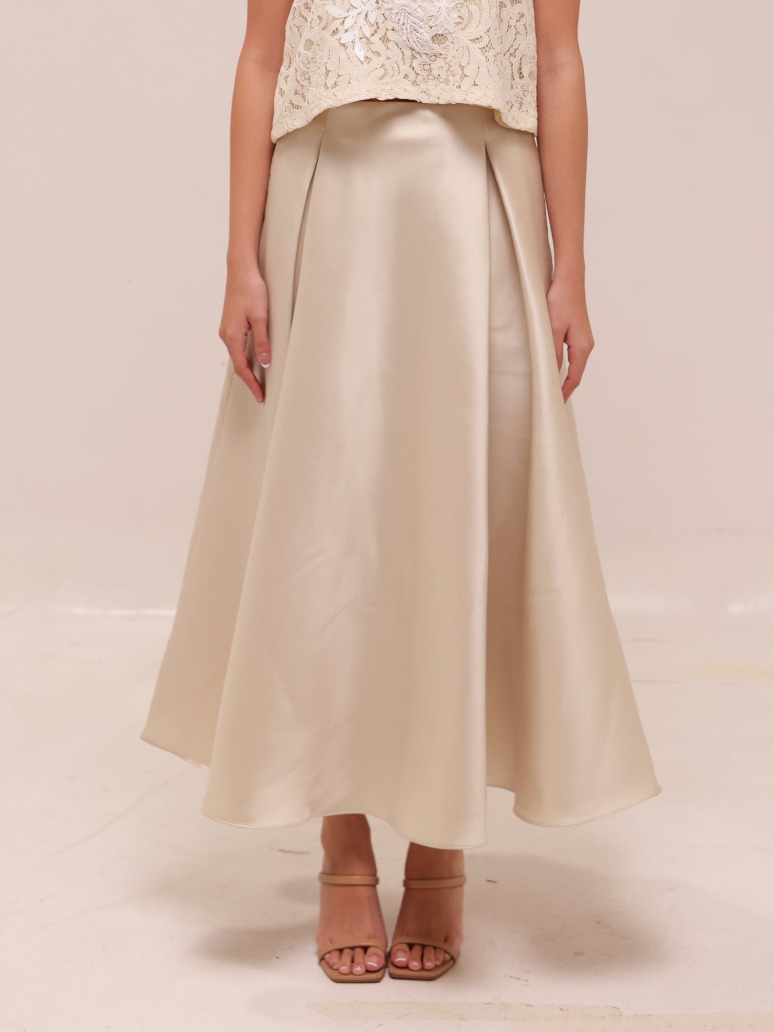 Box Pleat Midi Skirt