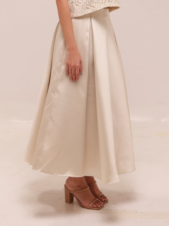 Box Pleat Midi Skirt