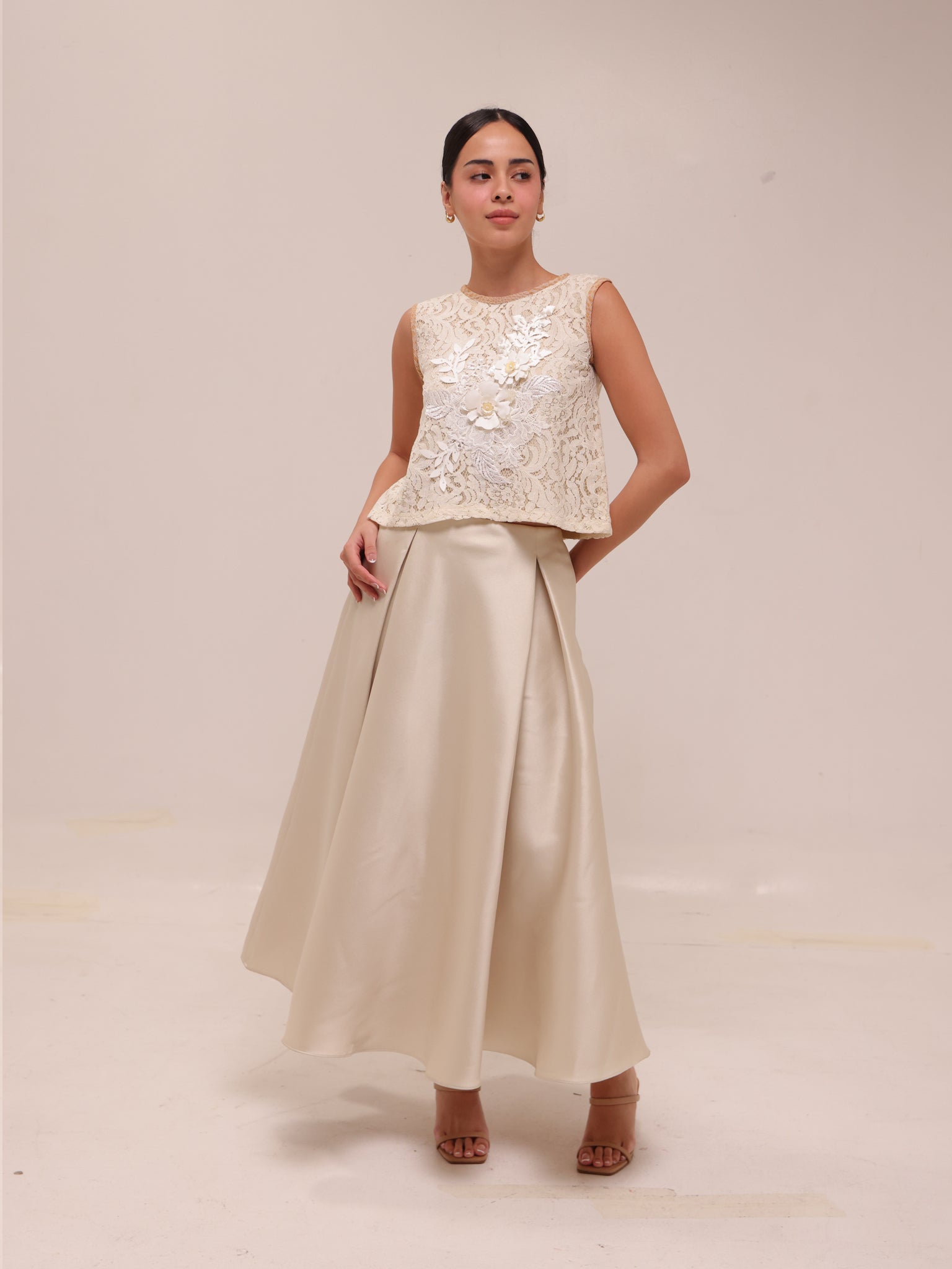 Box Pleat Midi Skirt