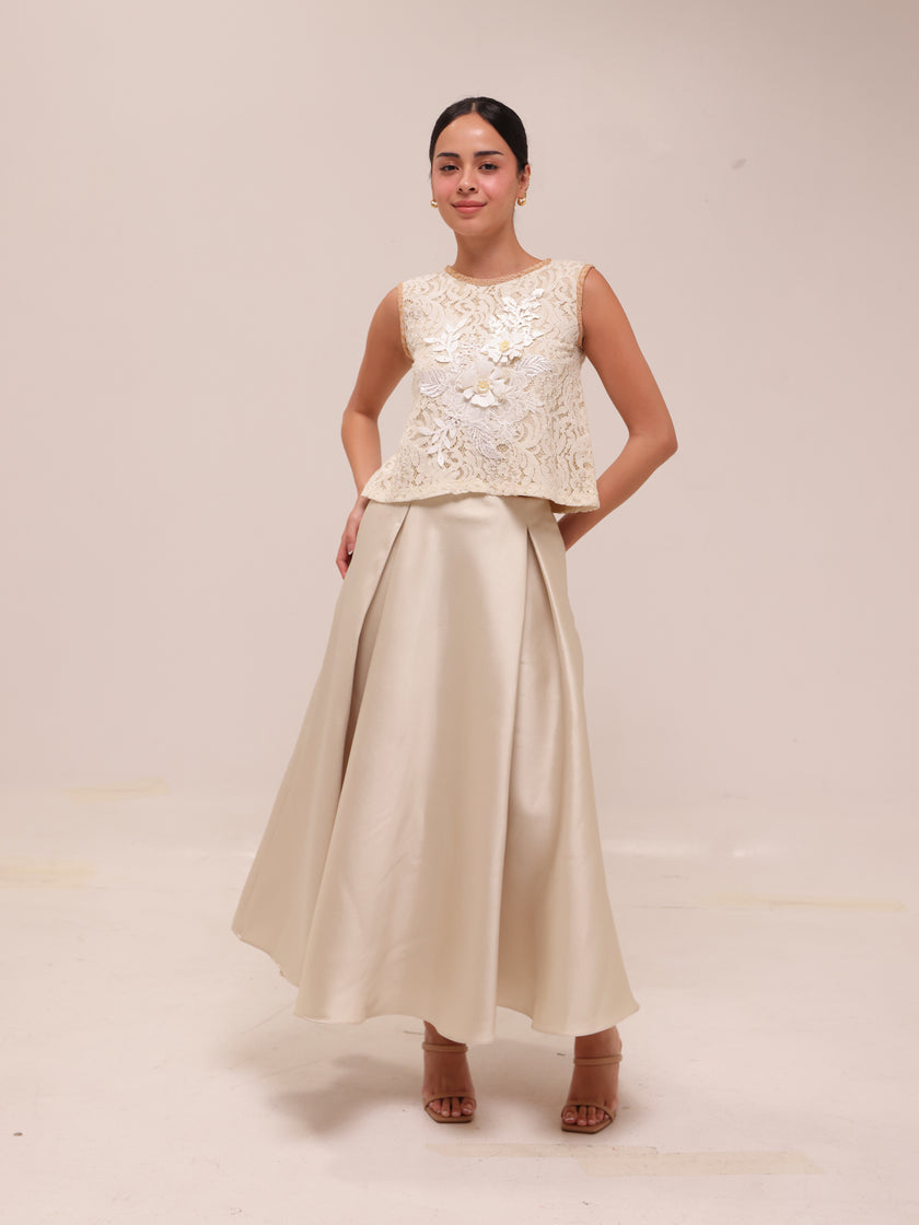 Box Pleat Midi Skirt