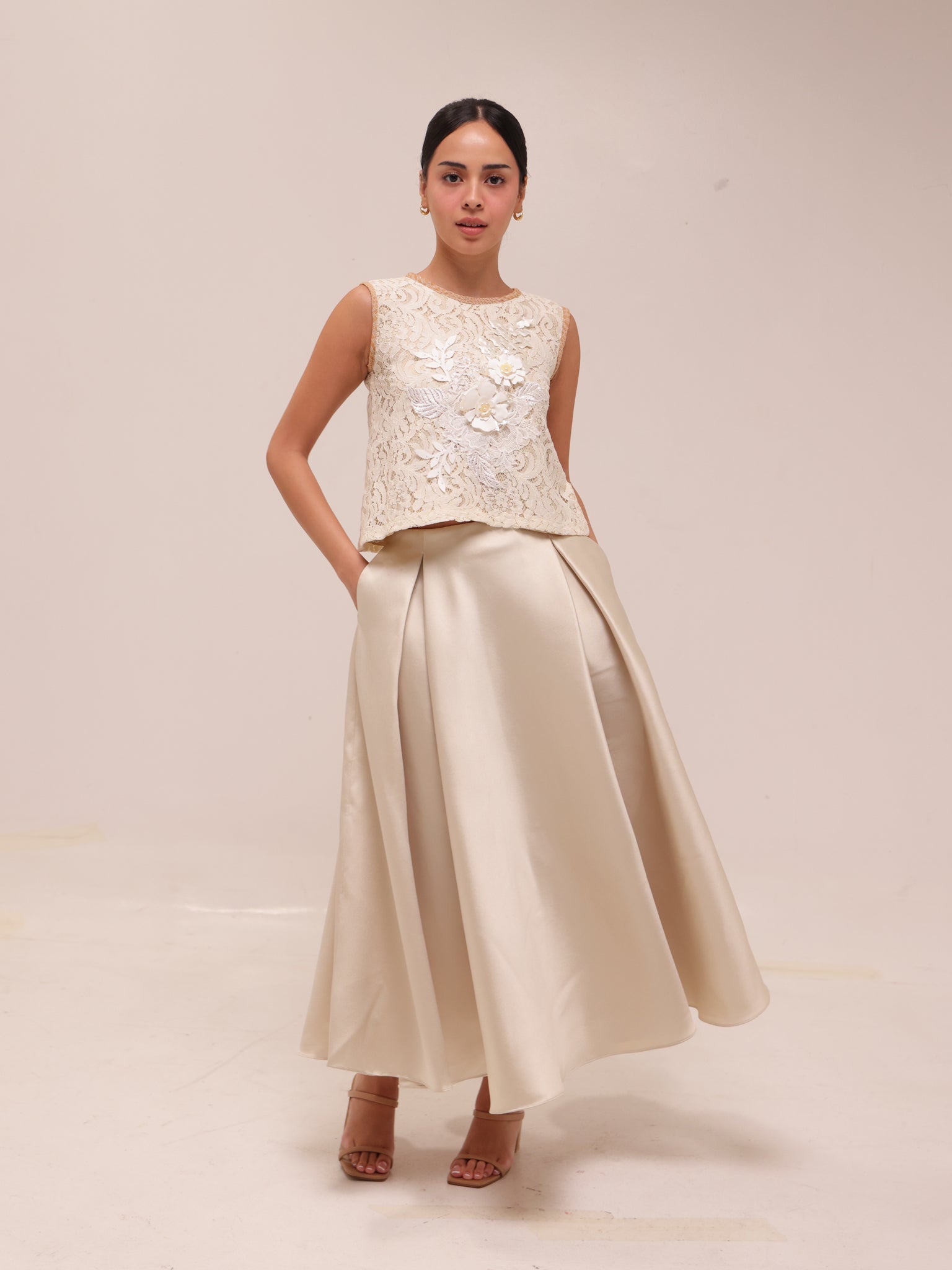 Box Pleat Midi Skirt