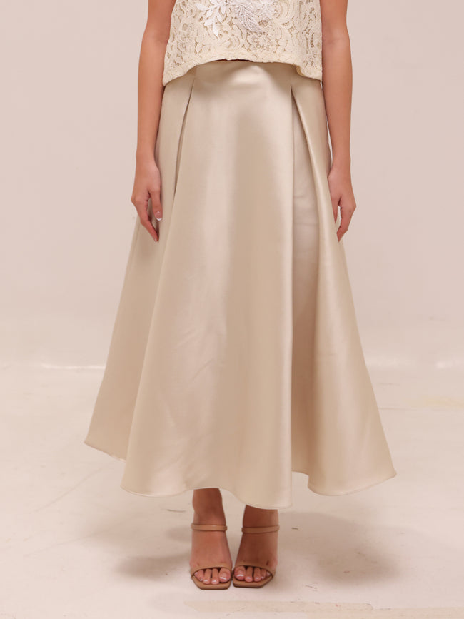 Box Pleat Midi Skirt
