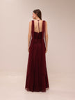 Vintage Draped Tulle Gown in Burgundy