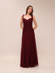 Vintage Draped Tulle Gown in Burgundy