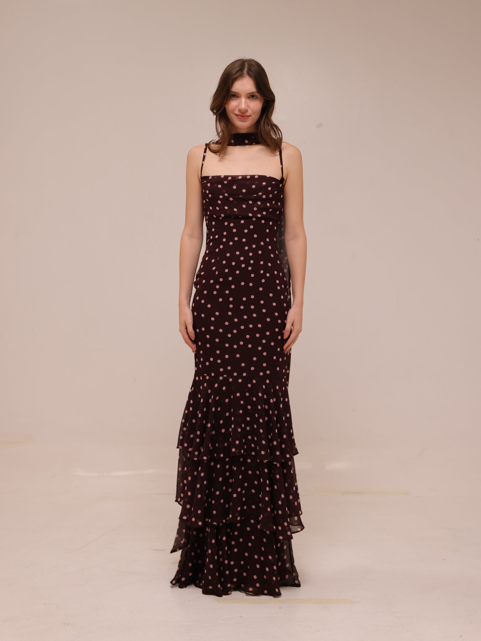 Jodie Polka Dot Chiffon Mermaid Dress