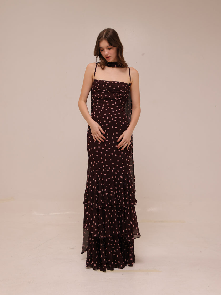 Jodie Polka Dot Chiffon Mermaid Dress