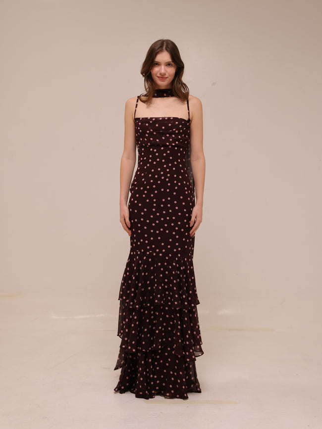Jodie Polka Dot Chiffon Mermaid Dress