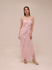 Soft Ruffle Lace Strapless Midi Dress