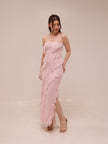 Soft Ruffle Lace Strapless Midi Dress