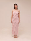 Soft Ruffle Lace Strapless Midi Dress