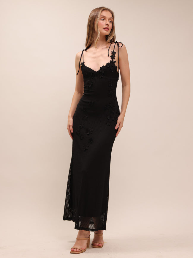 Noir Fleur Slip Dress