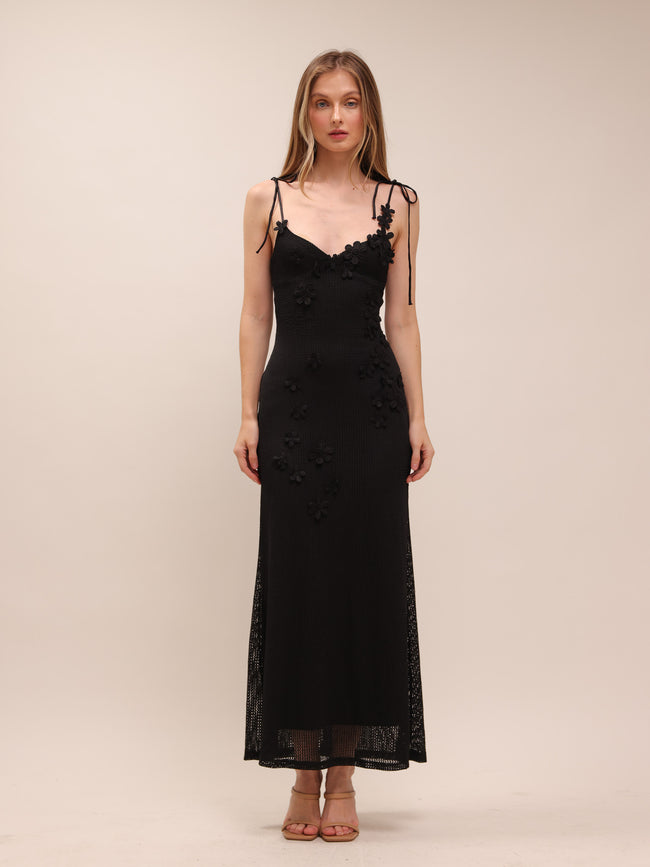 Noir Fleur Slip Dress