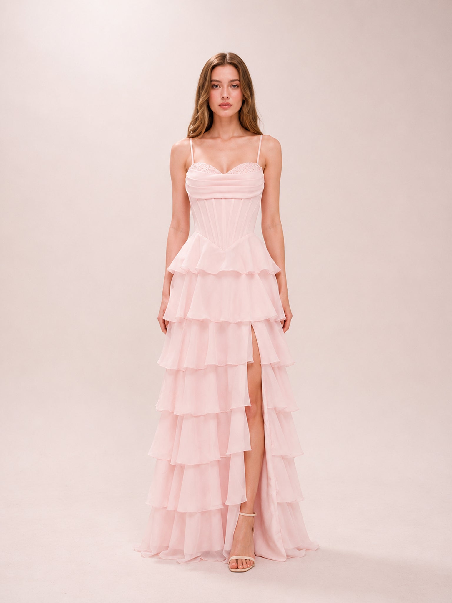Lilliana Chiffon Ruffle A-Line Gown