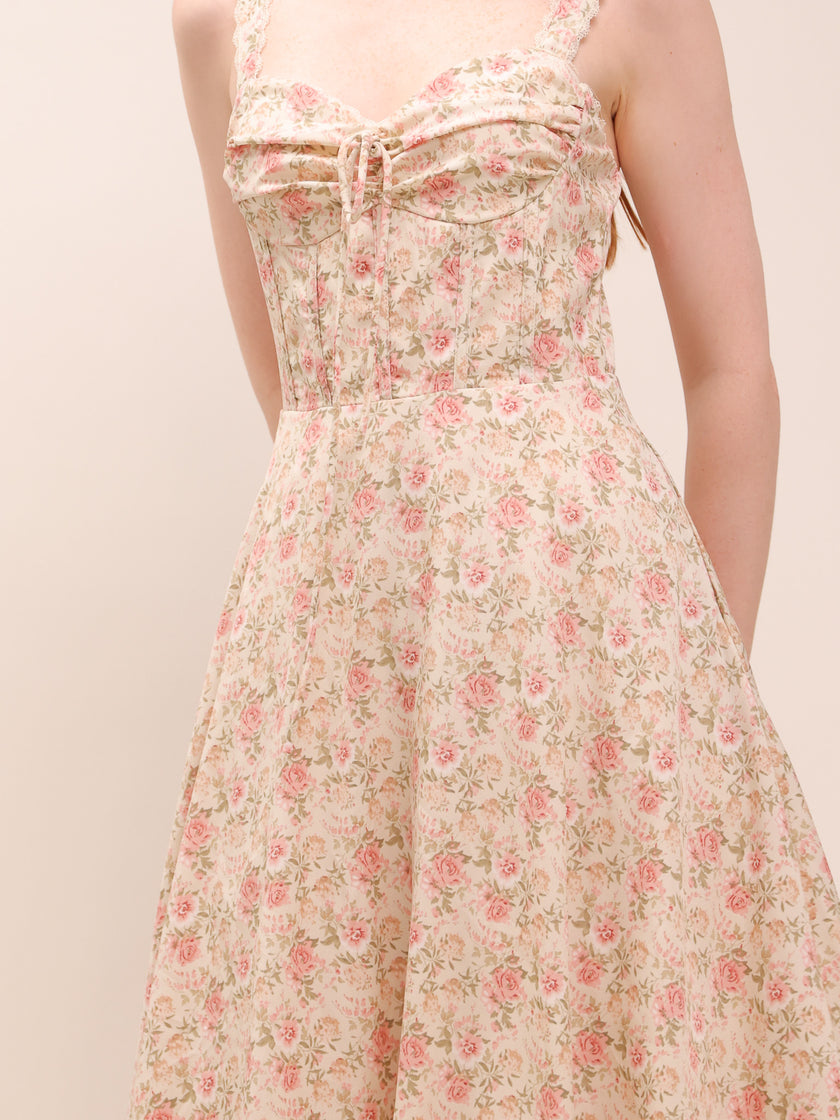 Blooming Corset Midi Dress