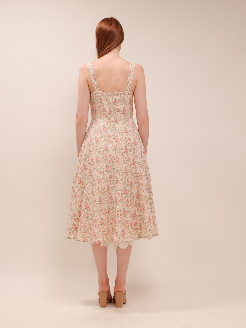 Blooming Corset Midi Dress