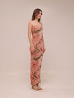 Major Beauty Floral Satin Strapless Maxi Dress