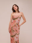 Major Beauty Floral Satin Strapless Maxi Dress