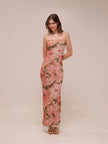 Major Beauty Floral Satin Strapless Maxi Dress