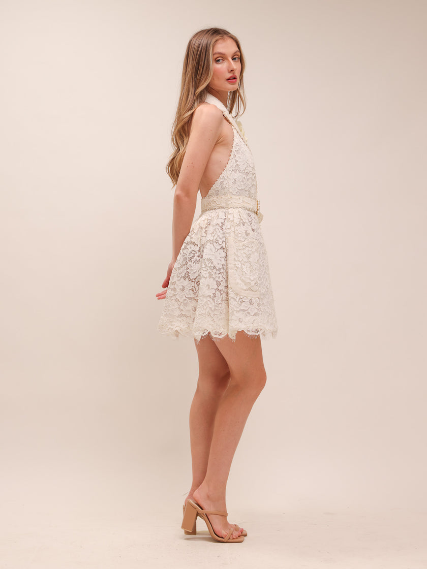 High Tide Tuxedo Mini Dress Ivory