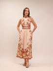 Cassia Halter Bow Midi Dress Print