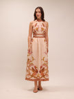Cassia Halter Bow Midi Dress Print