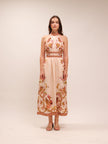 Cassia Halter Bow Midi Dress Print