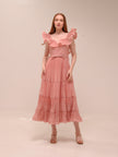 Pleated Frilled Midi Dress