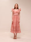 Pleated Frilled Midi Dress