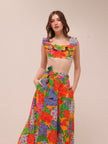 Riders Frill Neck Crop Top and Scallop Hem Skirt