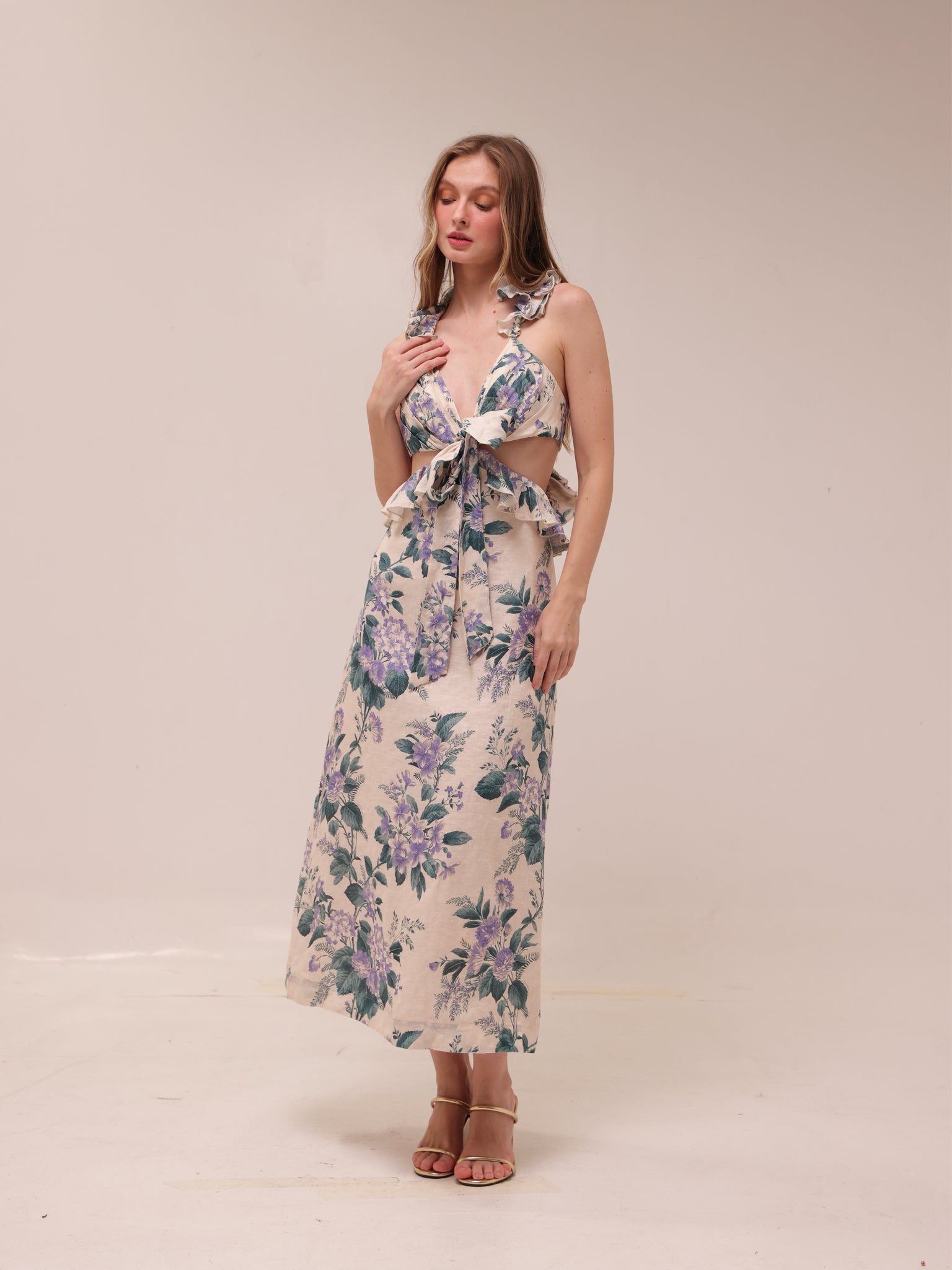 Cassia Ruffle Midi Dress