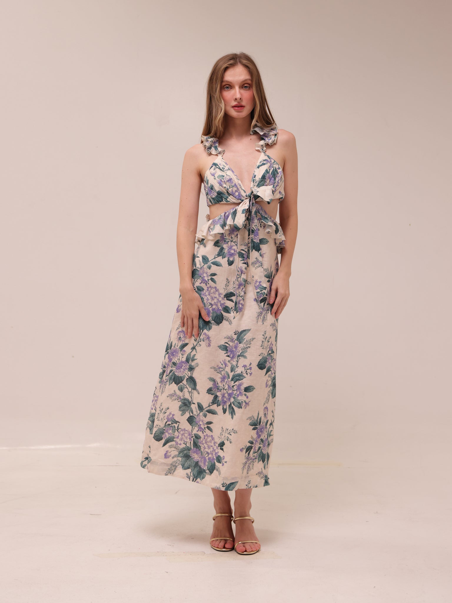 Cassia Ruffle Midi Dress
