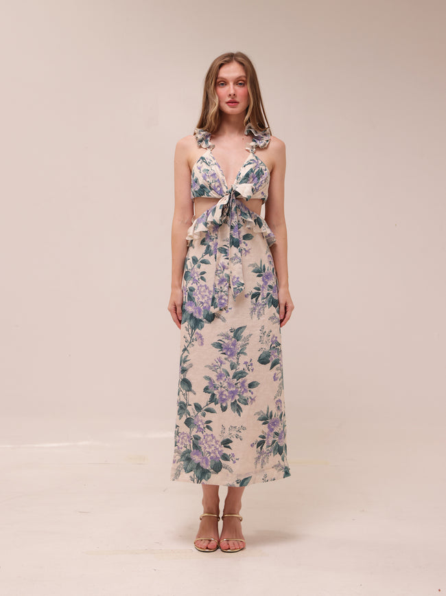 Cassia Ruffle Midi Dress