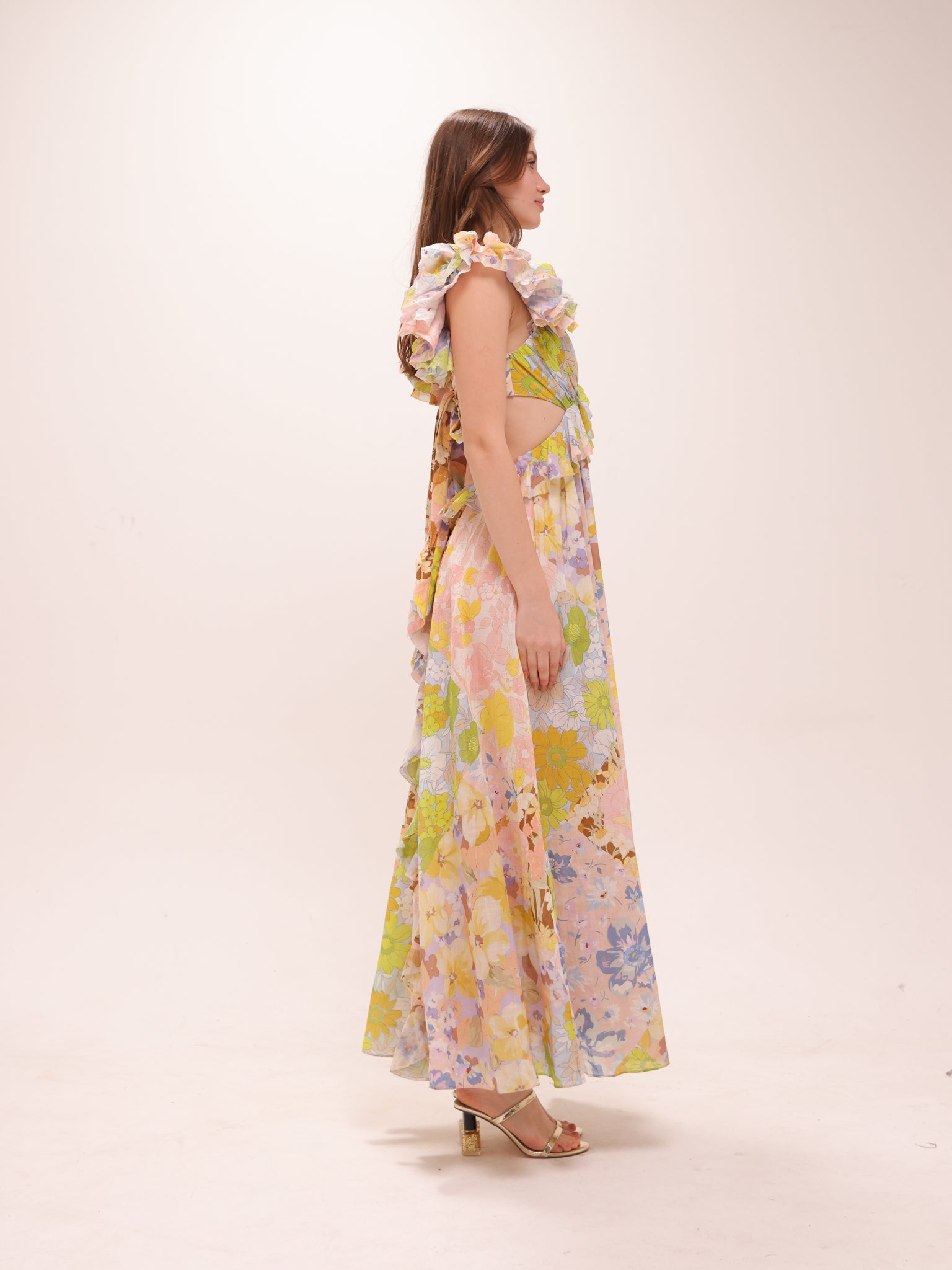 Pop Ruffle Sleeve Midi Dress