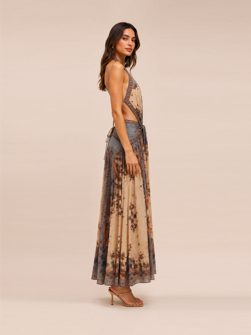 Ascension Plunge Halter Maxi Dress