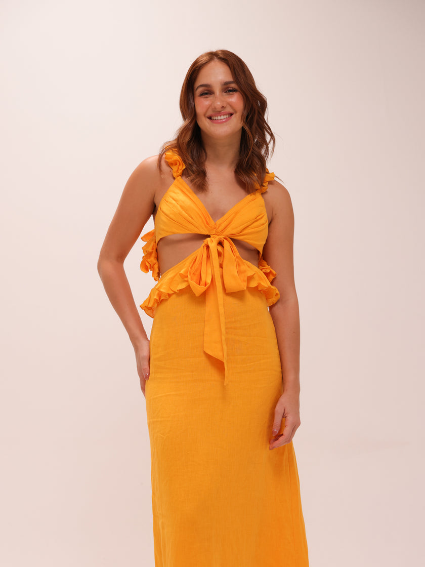 Aliane Ruffle Midi Dress