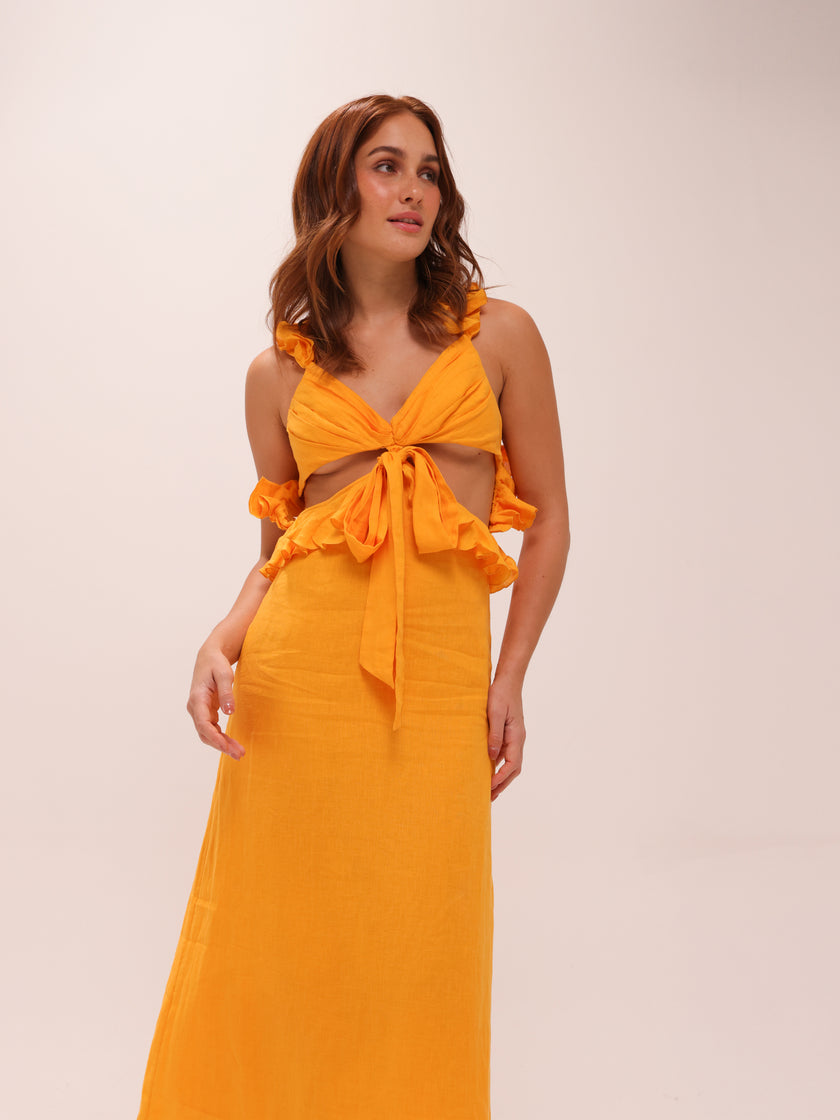 Aliane Ruffle Midi Dress