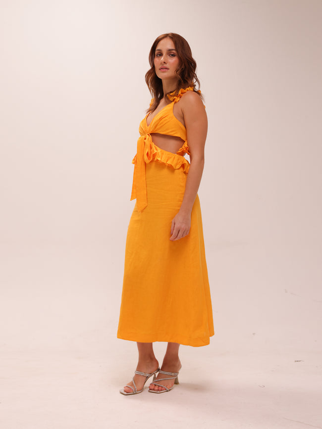 Aliane Ruffle Midi Dress