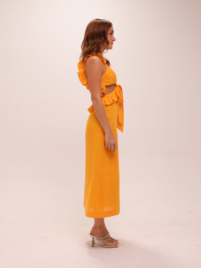 Aliane Ruffle Midi Dress
