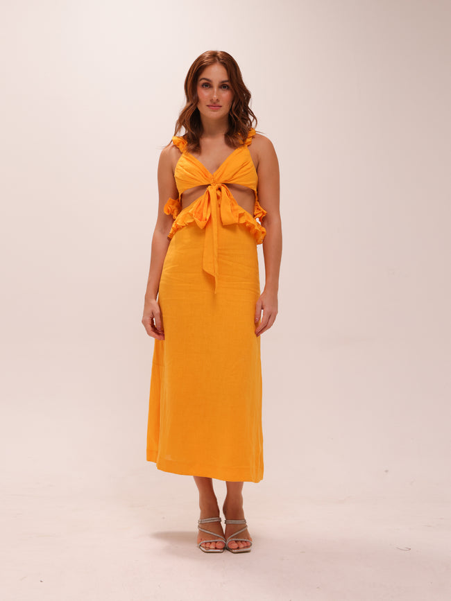 Aliane Ruffle Midi Dress