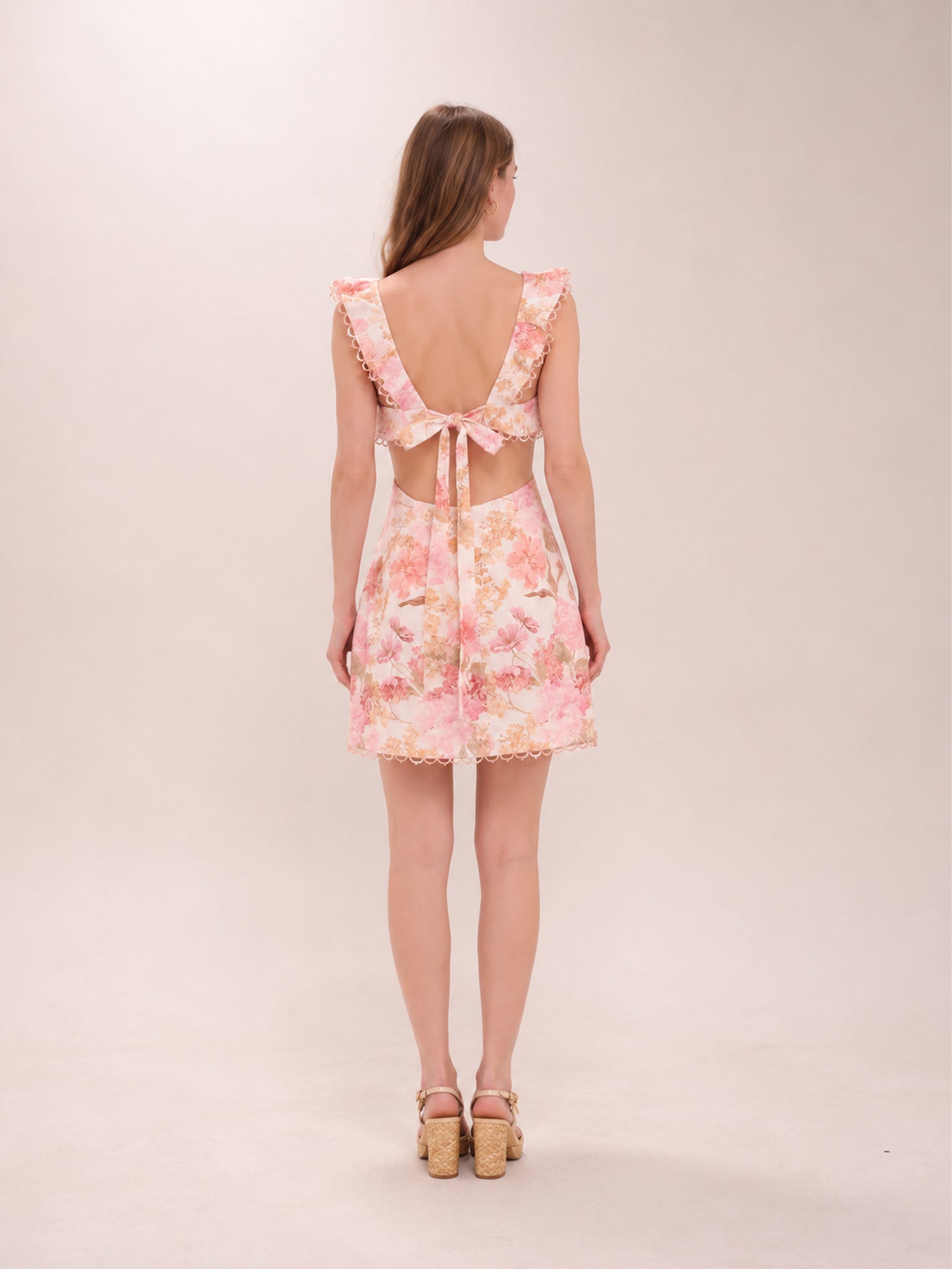 Como Floral Ruffled Linen Dress