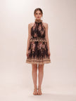 Silk Paisley High Low Halter Maxi Dress