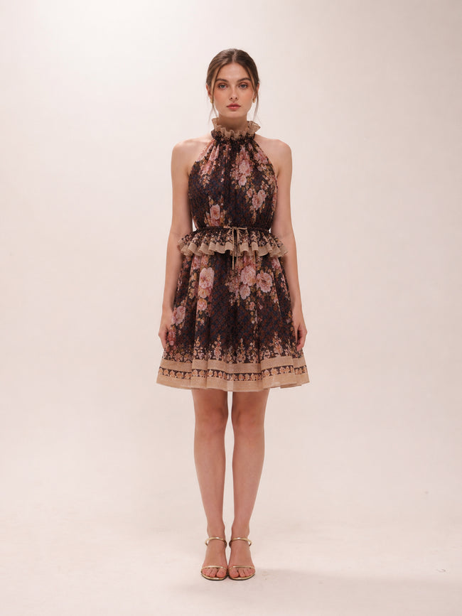 Silk Paisley High Low Halter Maxi Dress