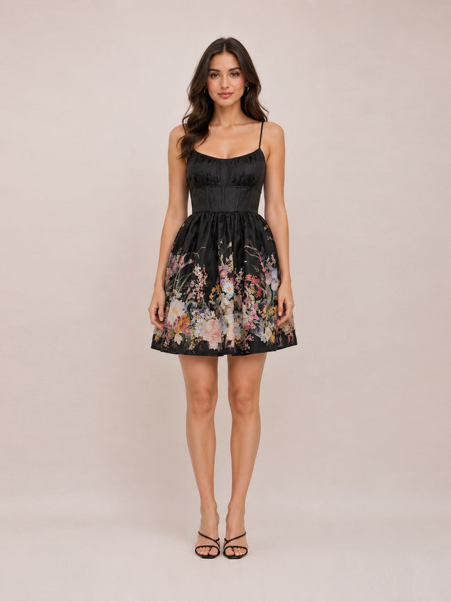 Natura Ruched Mini Dress in Black