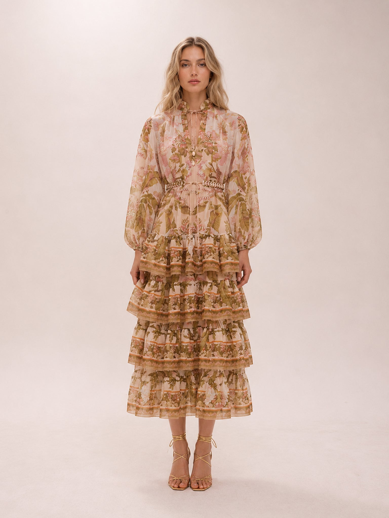 Lyre Tiered Billow Midi Dress