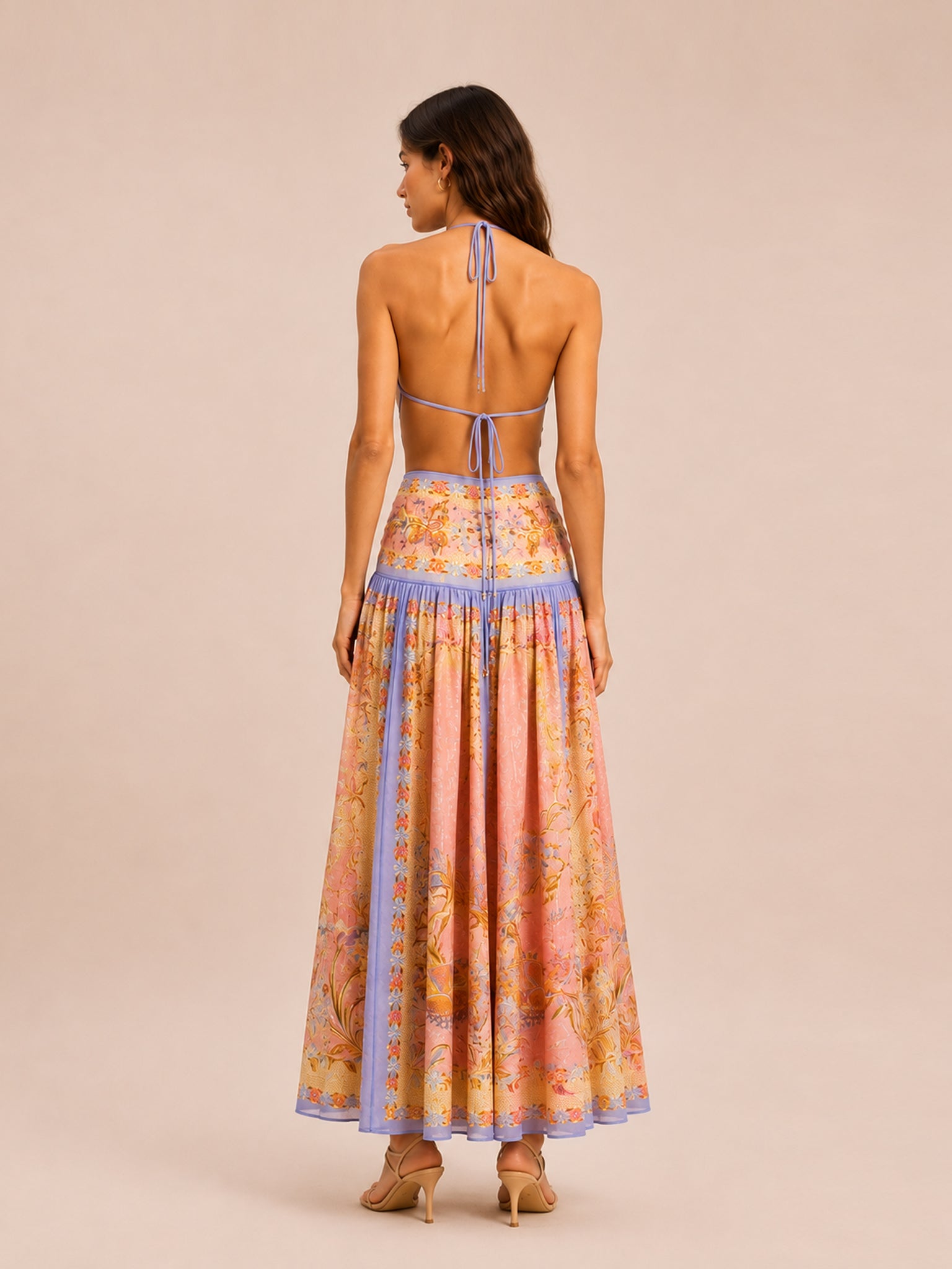 Indra Plunge Halter Maxi Dress