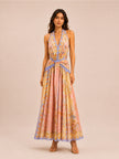 Indra Plunge Halter Maxi Dress